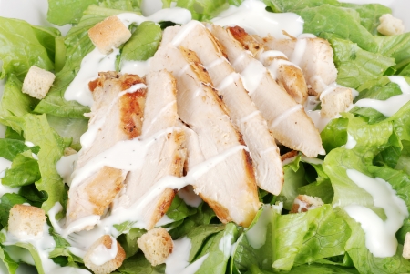 Macro of chicken cesar saladの写真素材