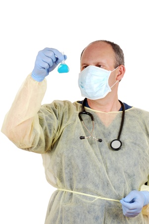 Doctor checking laboratory specimenの写真素材