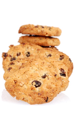Macro oatmeal raisin cookiesの写真素材