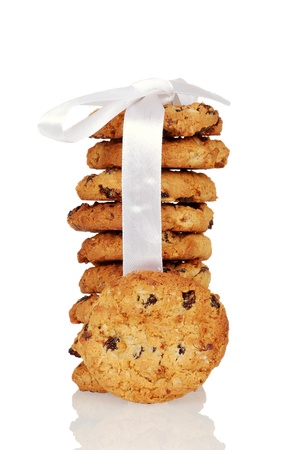 Closeup Oatmeal raisin cookiesの写真素材
