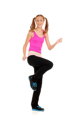 Happy teen workout zumba fitnessの写真素材