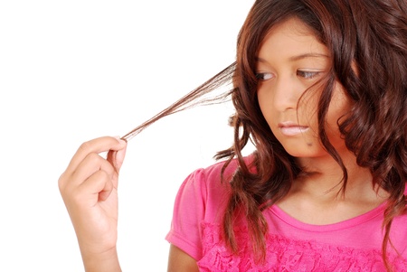 Young girl with hair problemsの写真素材