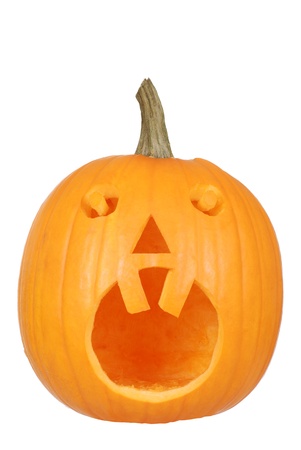 Halloween pumpkin with two teethの写真素材