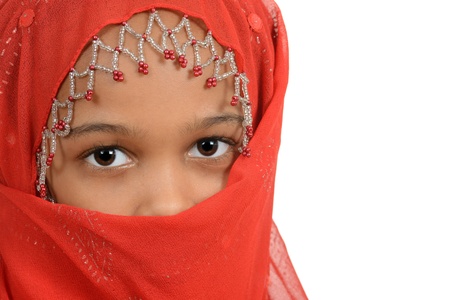 Young african girl wearing a red scarfの写真素材