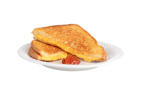 Isolated grilled cheese on a plateの写真素材