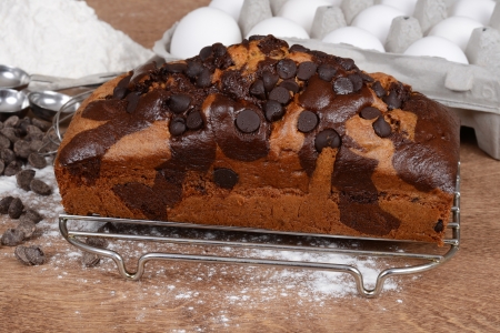 Closeup chocolate chip pound cakeの写真素材