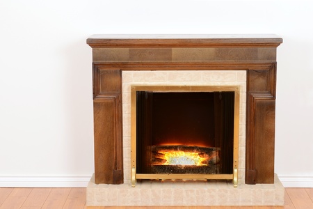 fireplace with fake fireの写真素材