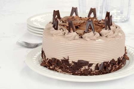 Chocolate cake with flakesの写真素材
