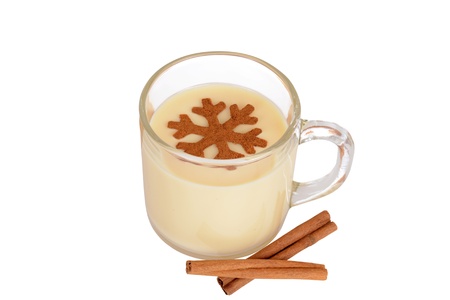 eggnog with cinnamon snowflakeの写真素材