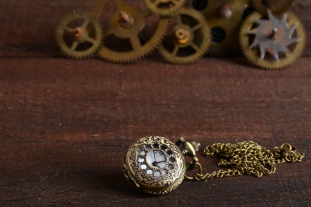 Steampunk style watch with gearsの写真素材