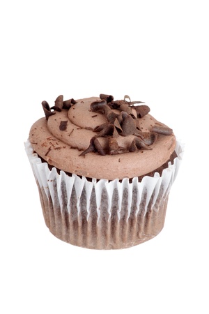 Chocolate cupcake in white wrapperの写真素材