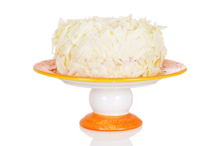 White chocolate cake with shaved chocolateの写真素材
