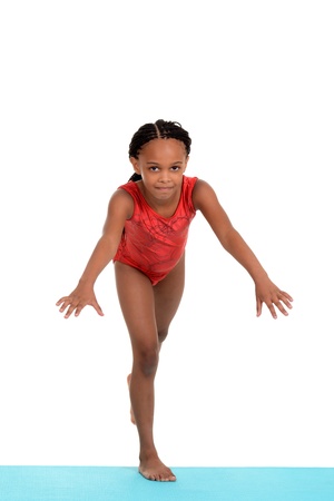 child ready to do gymnastics moveの写真素材