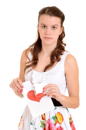 Sad teenager on valentines dayの写真素材