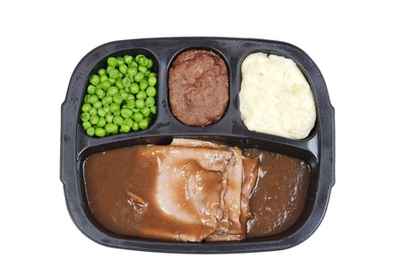 Top view roast beef tv dinnerの写真素材