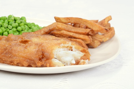 macro fish and chip dinnerの写真素材