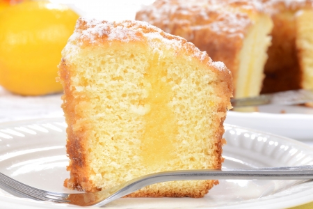 Macro lemon coffee cakeの写真素材