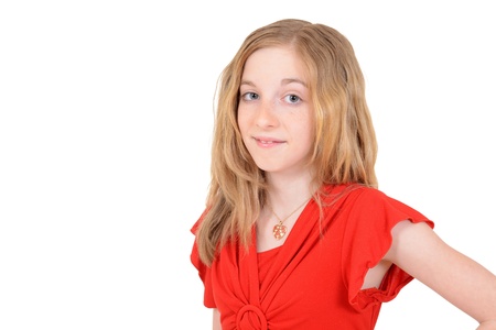 Smiling child wearing heart necklaceの写真素材
