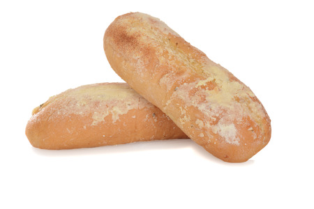 closeup of two loaves of garlic breadの写真素材