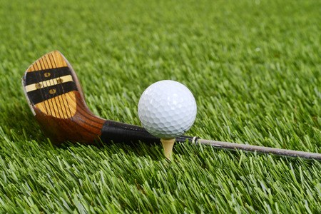 golf ball with driver clubの写真素材
