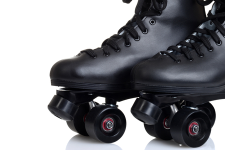 closeup men's quad roller skatesの写真素材