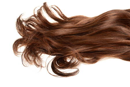 long curly brunette brown hair isolatedの写真素材