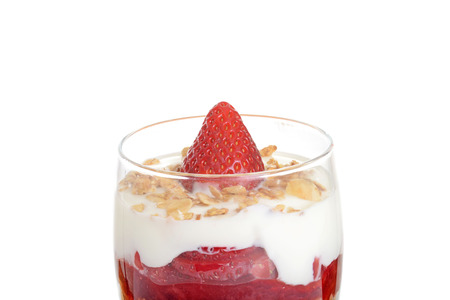 isolated closeup of strawberry parfaitの写真素材