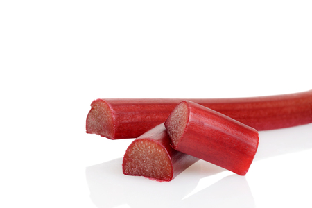 closeup of cut rhubarbの写真素材