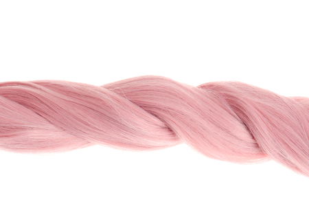 closeup twisted pink hair braidの写真素材