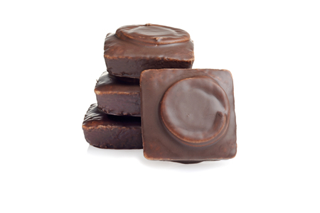 closeup small chocolate cakesの写真素材