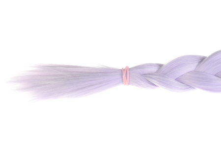 closeup mauve color hair ponytail isolatedの写真素材