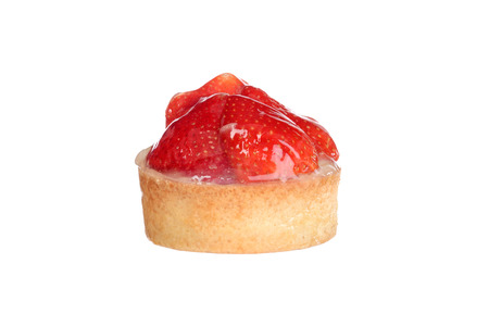 isolated closeup glazed strawberry tartの写真素材