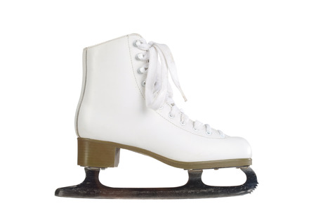 isolated vintage white ladies ice skateの写真素材