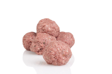 closeup raw homemade raw meatballsの写真素材