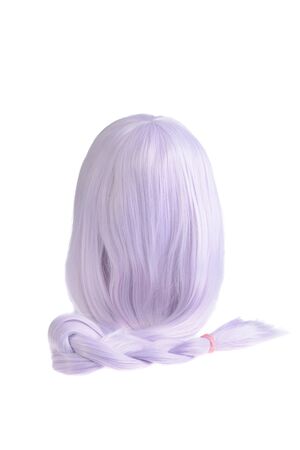isolated long hair mauve colored wigの写真素材