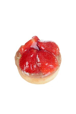 isolated strawberry custard glazed tartの写真素材