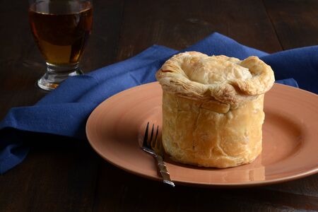 meat pub pie with a forkの写真素材
