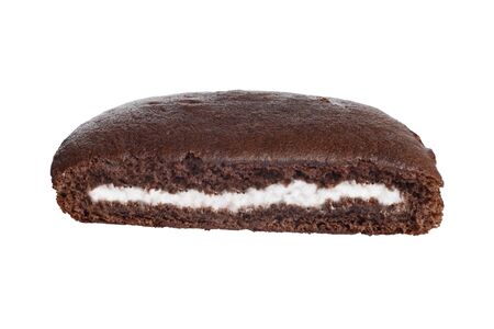 isolated chocolate cream cake sliceの写真素材