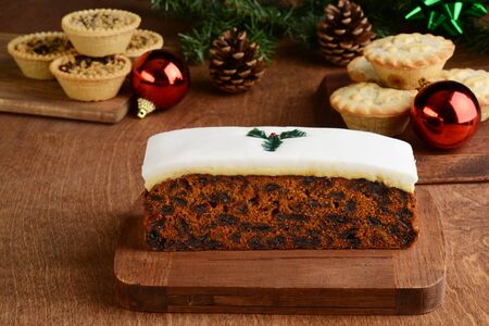 christmas baked food with decorationsの写真素材