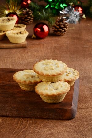christmas mincemeat pies with tarts in backgroundの写真素材