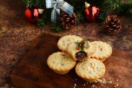 high angle view christmas mincemeat piesの写真素材