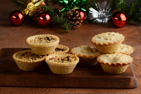 christmas fruit tarts and mincemeat piesの写真素材