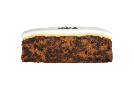 isolated christmas cake with marzipanの写真素材