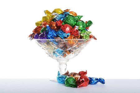bowl of christmas chocolate candyの写真素材