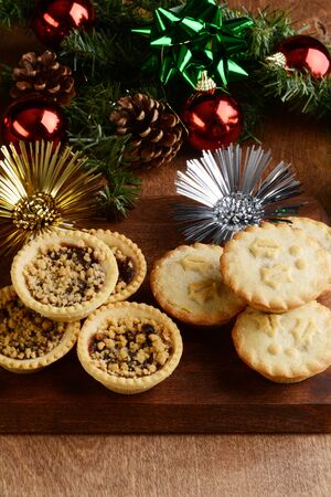 top view fruit tarts and mincemeat piesの写真素材