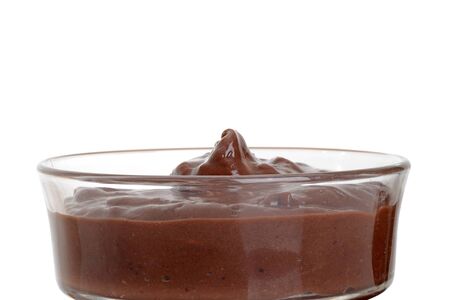 closeup isolated chocolate puddingの写真素材