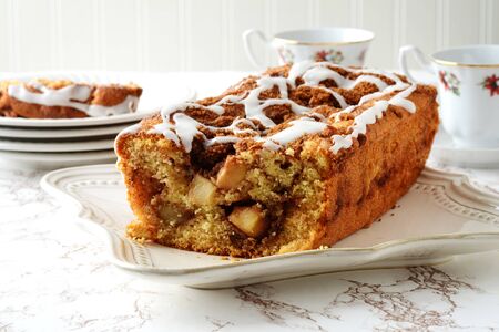 cut country apple fritter loaf bread cakeの写真素材