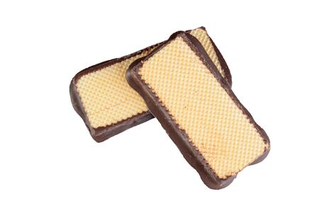 isolated top view of waffle and chocolate wafersの写真素材