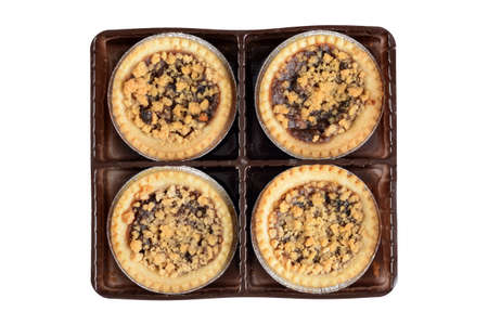 top view fruit tart with crumble toppingの写真素材