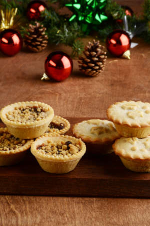 closeup mincemeat pies and fruit tartsの写真素材